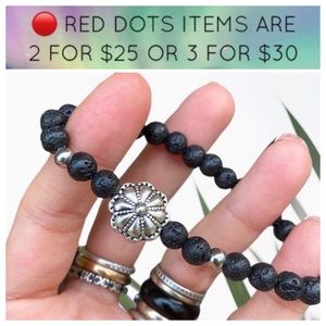 🔴SALE Lava rock oil diffuser silver flower bead